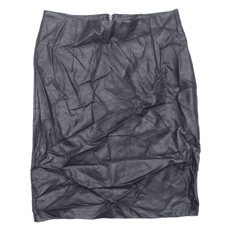 TODAY Faux Leather Womens Pencil Skirt Black Knee Length M velvet skirt glossy