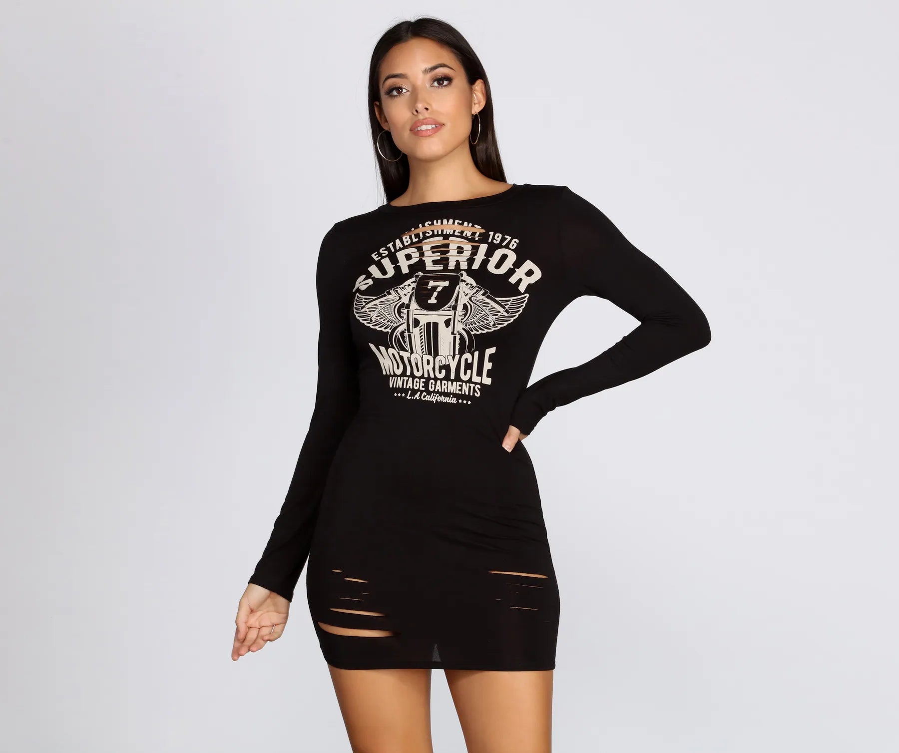 Vintage Motors Slashed Mini Dress Elegant Off-Shoulder Dress Mini