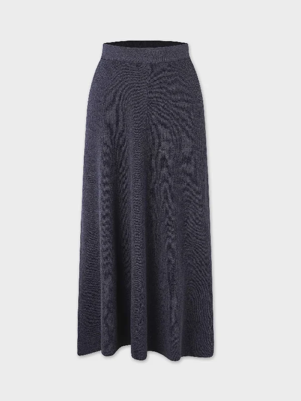 Waffle Flair Skirt-Grey cashmere skirt soft