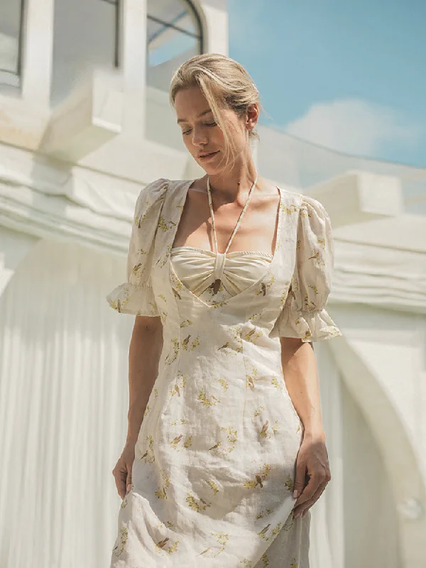 White Floral & Bird Embroidered Long Skirt silk skirt elegant