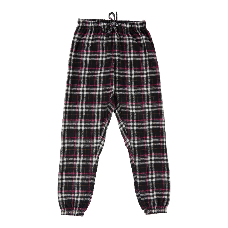 Women's Cotton Flannel Pants with Plaid Print Stylish Harem Pants