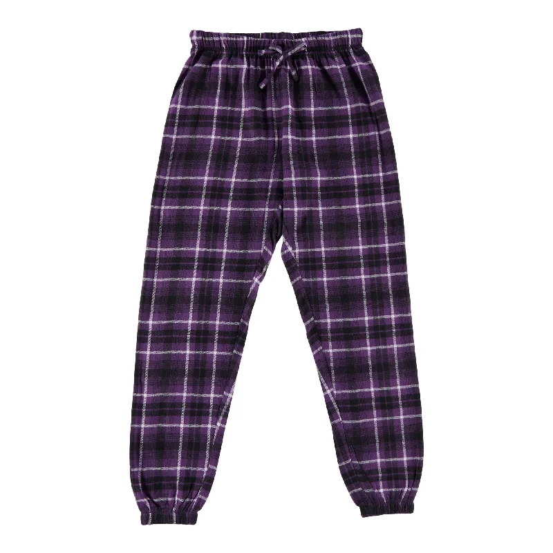 Women's Cotton Flannel Pants with Plaid Print Classic Bootcut Trousers