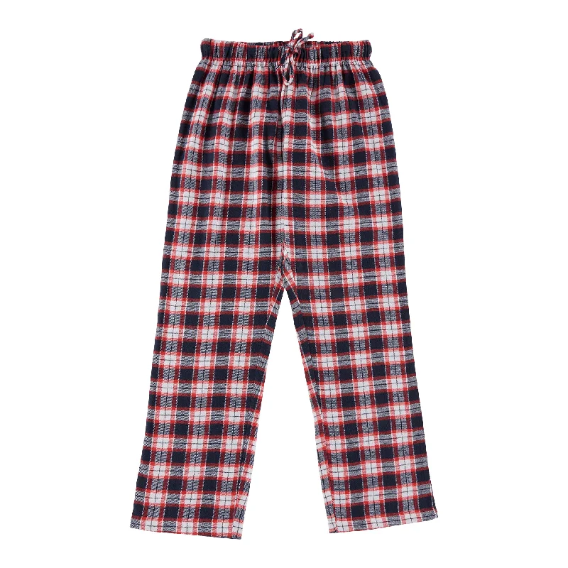 Women's Cotton Flannel Pants with Plaid Print Comfy High-Waist Jeans