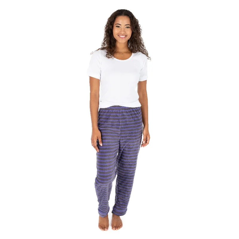 Womens Fleece Pajama Pants Striped Modern Stretch Trousers