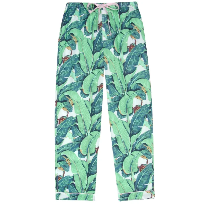 Women's Martinique® Green Banana Leaf PJ Pants Comfortable Pleated Pants