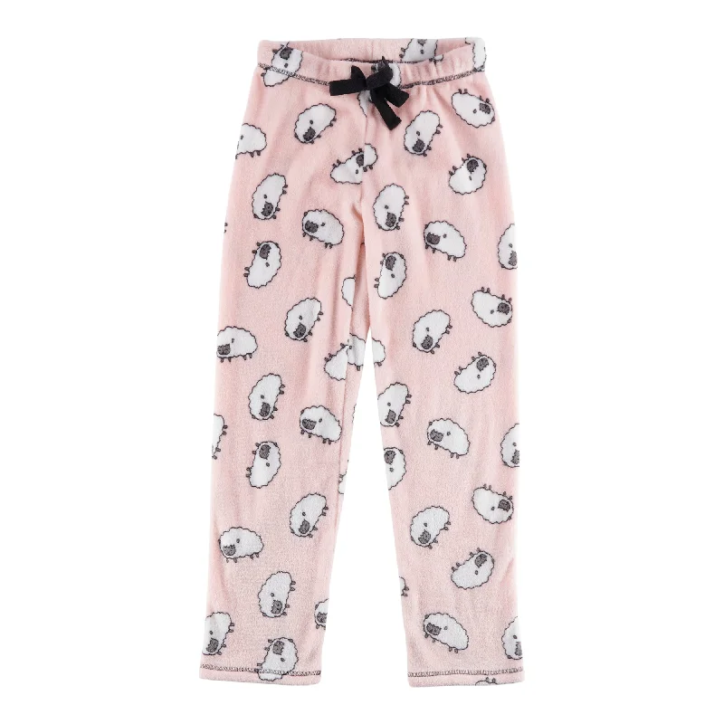 Women's Straight Regular Plush PJ Pants Relaxed Lounge Trousers